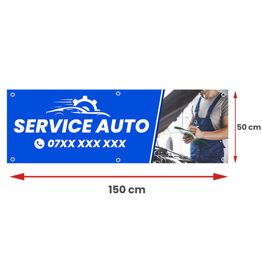 Banner Service Auto, 150x50cm, capse, personalizat