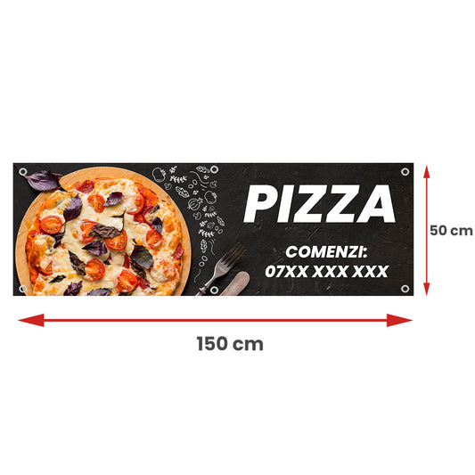 Banner Pizza, 150x50cm, capse, personalizat