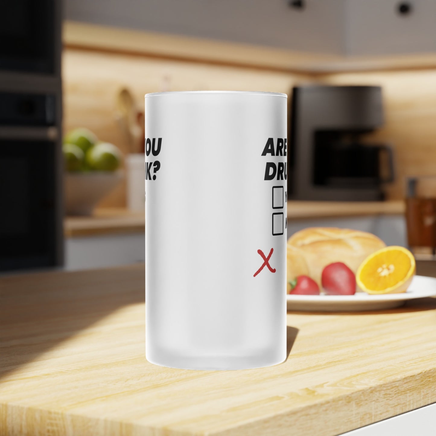 Halba de Bere cu Mesaj Are you drunk?, 500 ml, transparenta, mata