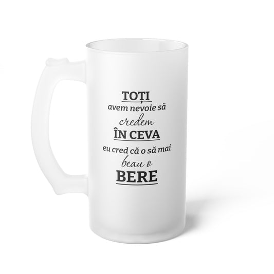 Halba de Bere cu Mesaj La multi ani Nasule!, 500 ml, transparenta, mata