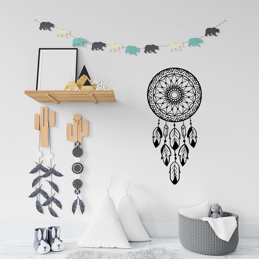 Sticker Autocolant Decorativ Perete Dreamcatcher, 47x22 cm, Negru, Oracal
