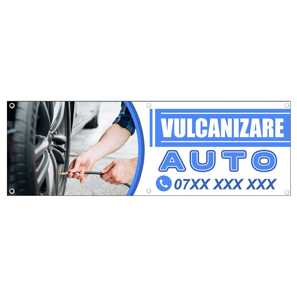 Banner Vulcanizare Auto, cu capse pe laturi - 100x300 cm