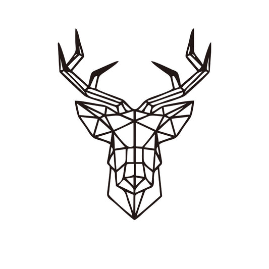 Sticker Autocolant Decorativ Perete Cap de Cerb Geometric, 45x36 cm, Negru, Oracal