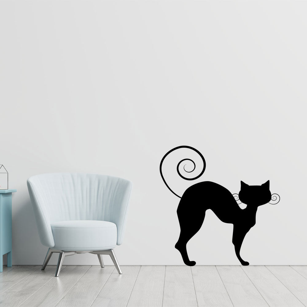 Sticker Autocolant Decorativ Perete Pisica, 47x47 cm, Negru, Oracal