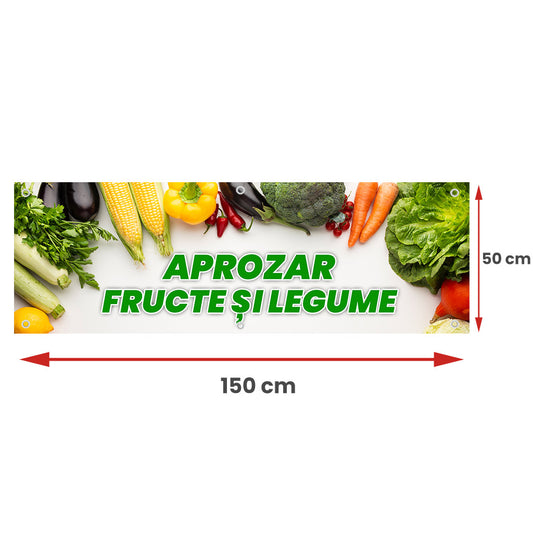 Banner Aprozar Fructe si Legume, 150x50cm cu capse