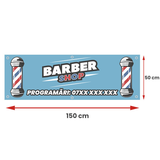 Banner Barbershop, 150x50cm, capse, personalizat