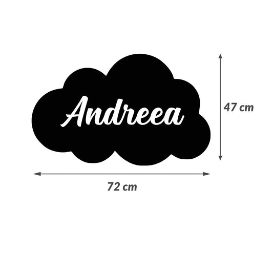 Sticker Personalizat Camera Copilului Norisor cu Nume, Roz, Oracal - L - 47x72 CM