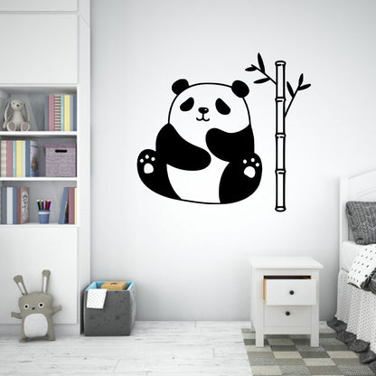 Sticker Autocolant Decorativ Perete Panda, 47x43 cm, Negru, Oracal