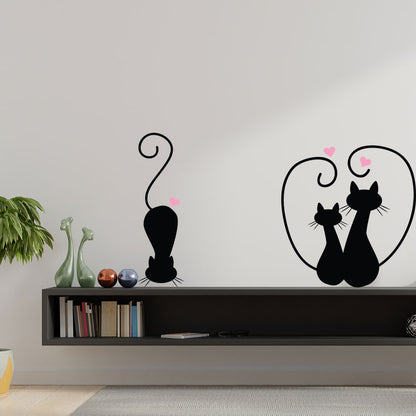 Set Stickere Autocolante Decorative Perete 6 Pisici Negre, Oracal