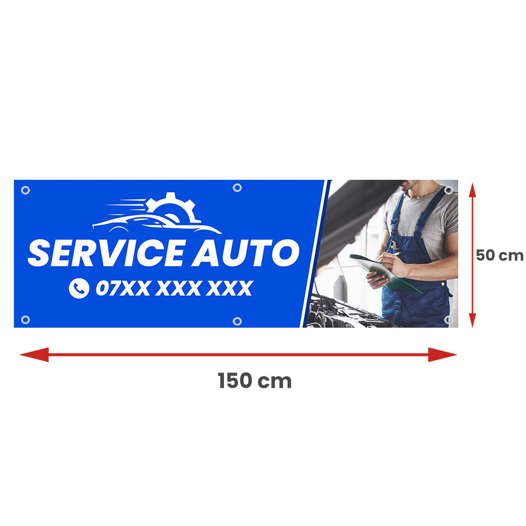 Banner Service Auto, 150x50cm, capse, personalizat