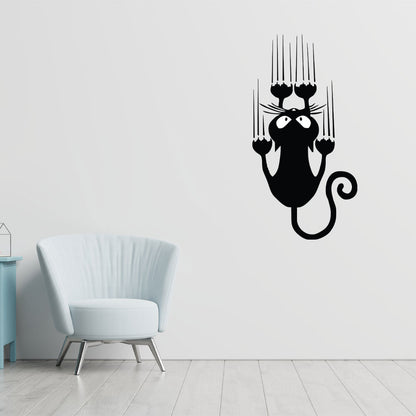 Sticker Autocolant Decorativ Perete Pisica, 47x24 cm, Negru, Oracal