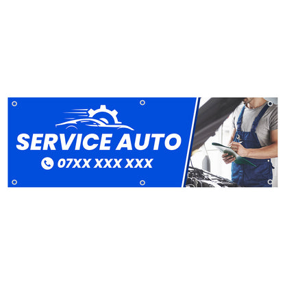 Banner Service Auto, 150x50cm, capse, personalizat