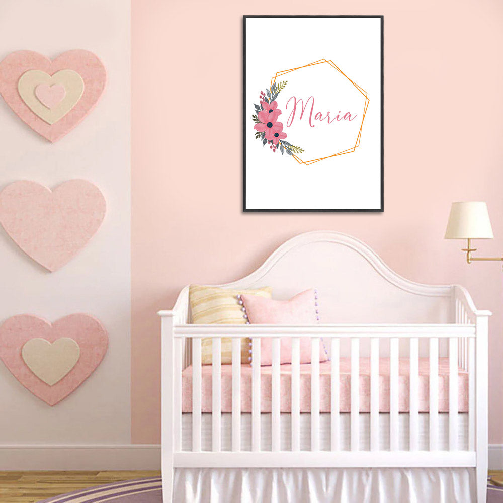 Tablou Nume Bebe, Personalizat pentru fetite, A3, 42x29,7cm