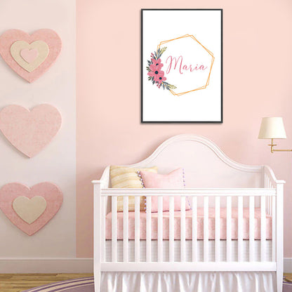 Tablou Nume Bebe, Personalizat pentru fetite, A3, 42x29,7cm