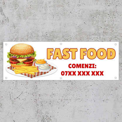 Banner Fast Food, cu capse - 100x300 cm