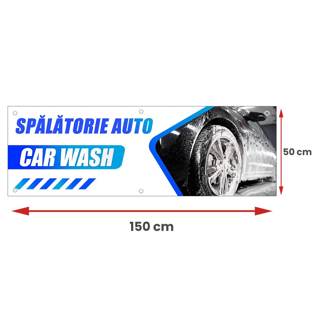 Banner Spalatorie Auto, cu capse - 50x150 cm