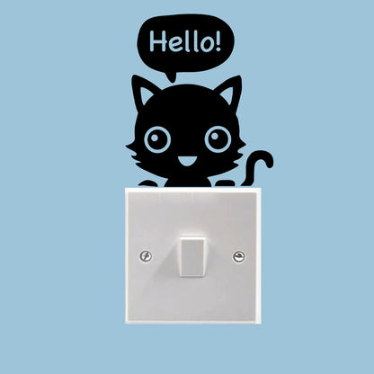 Sticker autocolant pentru intrerupator cu Pisicuta, 14x12 cm, Negru, Oraca