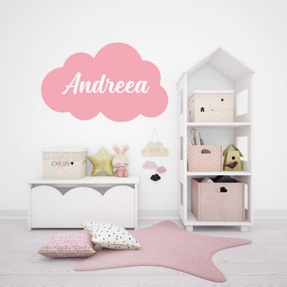 Sticker Personalizat Camera Copilului Norisor cu Nume, Roz, Oracal - L - 47x72 CM