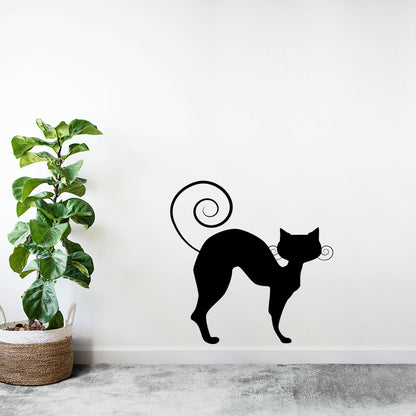 Sticker Autocolant Decorativ Perete Pisica, 47x47 cm, Negru, Oracal