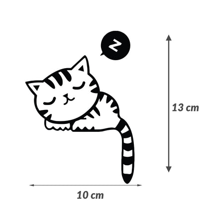 Sticker autocolant pentru intrerupator cu Pisicuta, 13x10 cm, Negru, Oracal