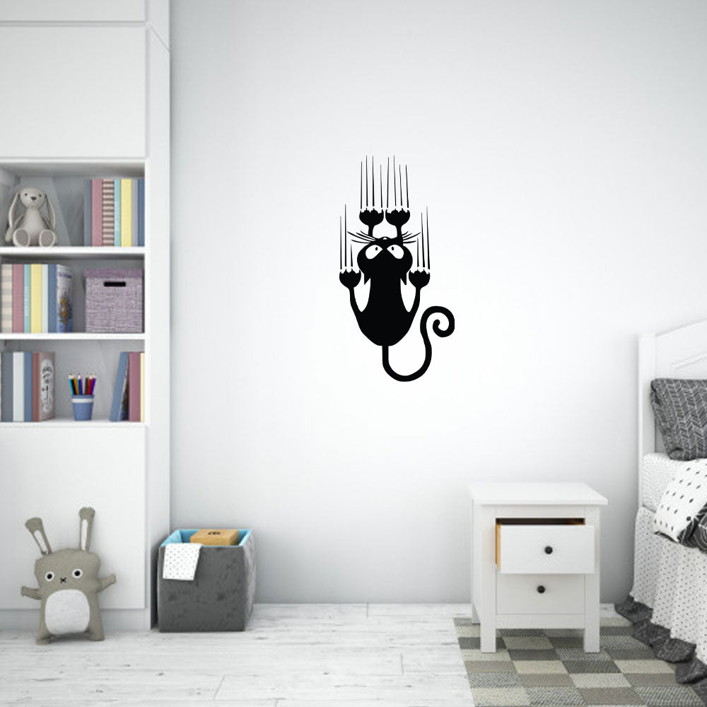 Sticker Autocolant Decorativ Perete Pisica, 47x24 cm, Negru, Oracal