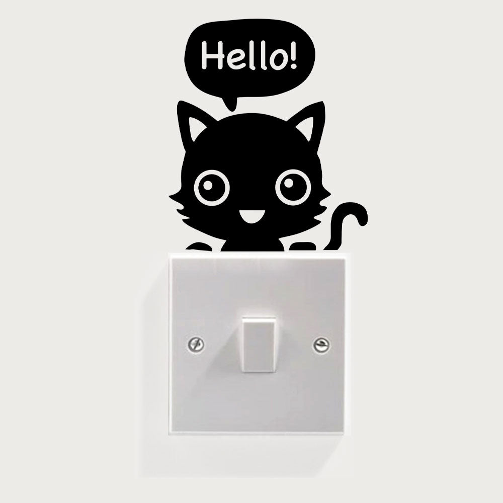 Sticker autocolant pentru intrerupator cu Pisicuta, 14x12 cm, Negru, Oraca