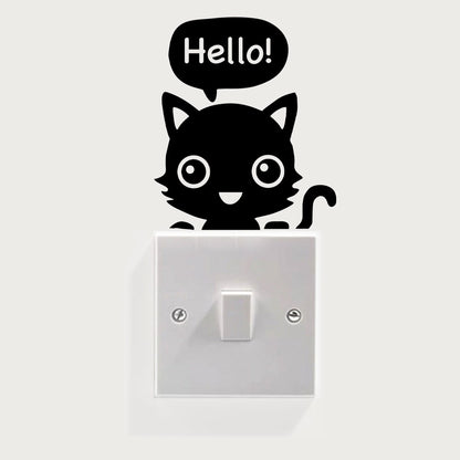 Sticker autocolant pentru intrerupator cu Pisicuta, 14x12 cm, Negru, Oraca