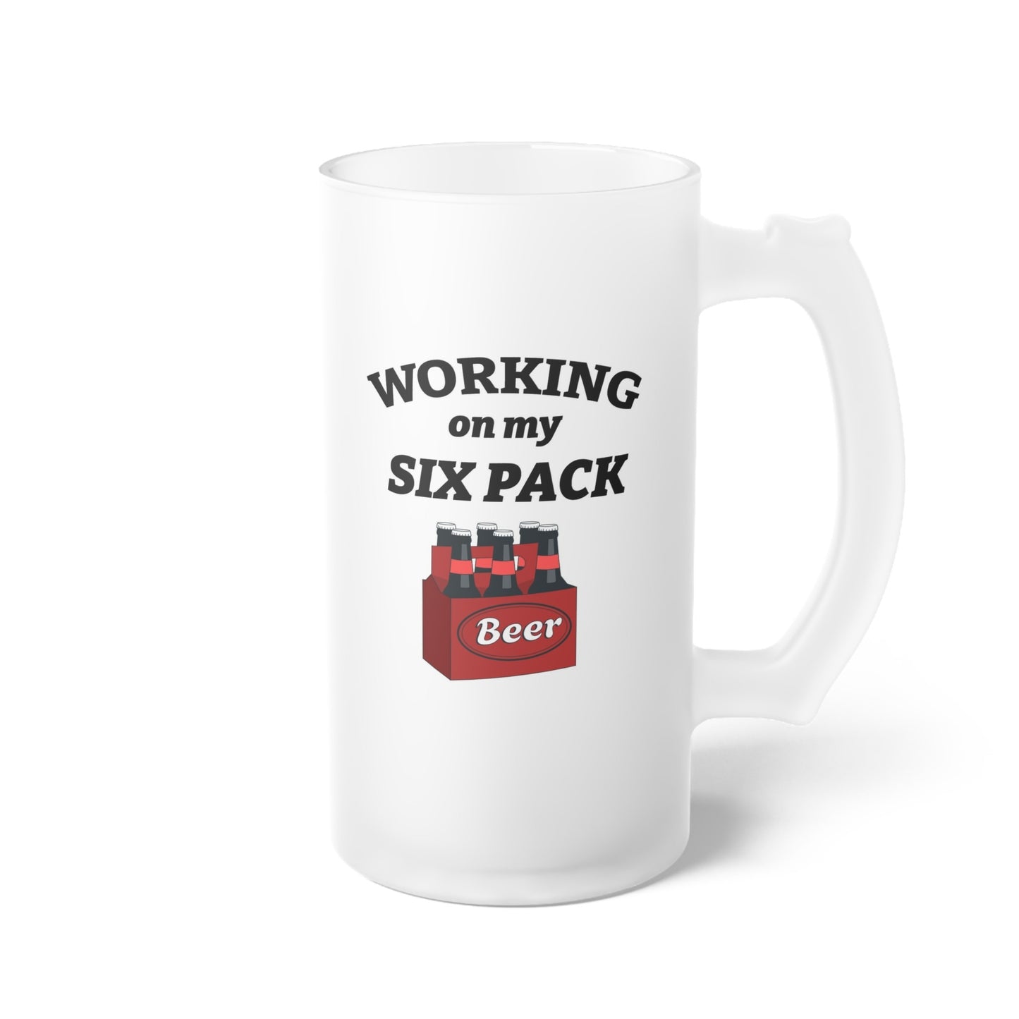 Halba de Bere cu Mesaj Working on my six pack , 500 ml, transparenta, mata