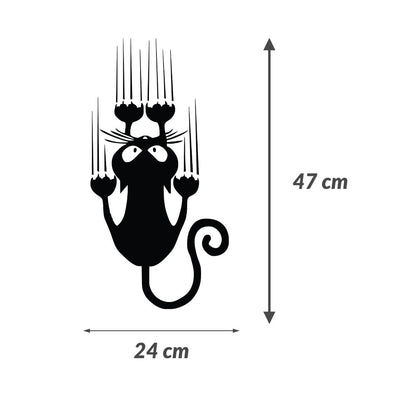 Sticker Autocolant Decorativ Perete Pisica, 47x24 cm, Negru, Oracal