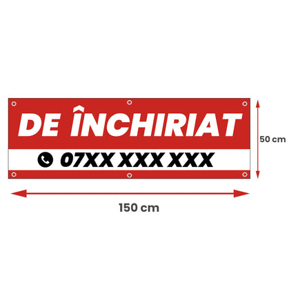 Banner De Inchiriat, 150x50cm, capse, personalizat