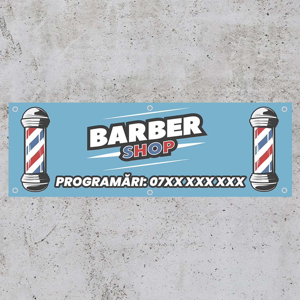 Banner Barbershop, 150x50cm, capse, personalizat