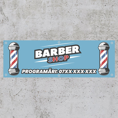 Banner Barbershop, 150x50cm, capse, personalizat