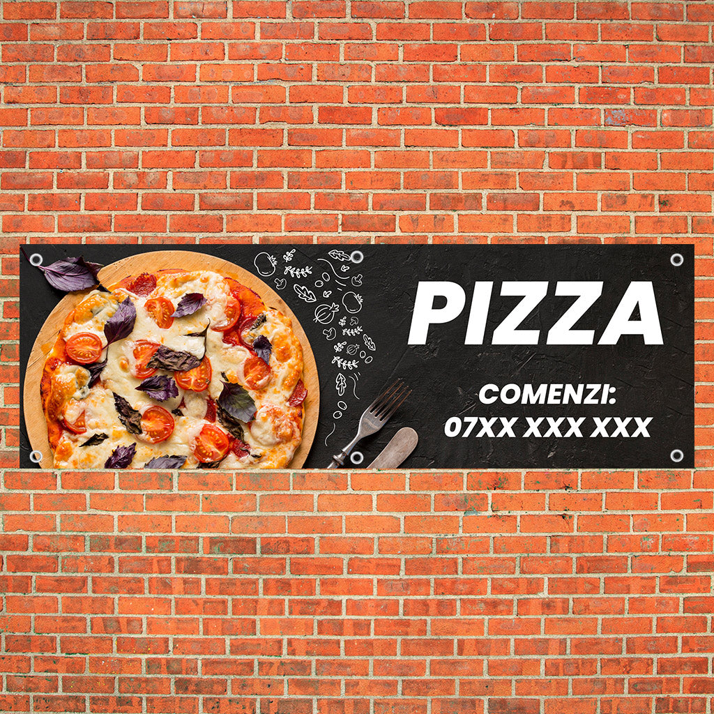 Banner Pizza, 150x50cm, capse, personalizat