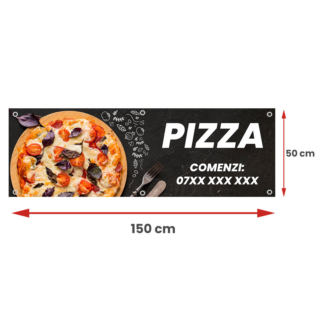 Banner Pizza, 150x50cm, capse, personalizat