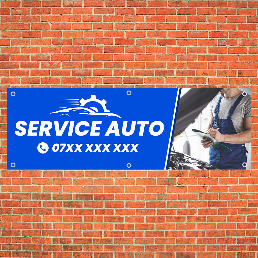 Banner Service Auto, 150x50cm, capse, personalizat
