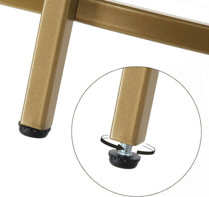 Masa de cafea rotunda, din sticla securizata cu cadru metalic, 84x84x45cm, auriu