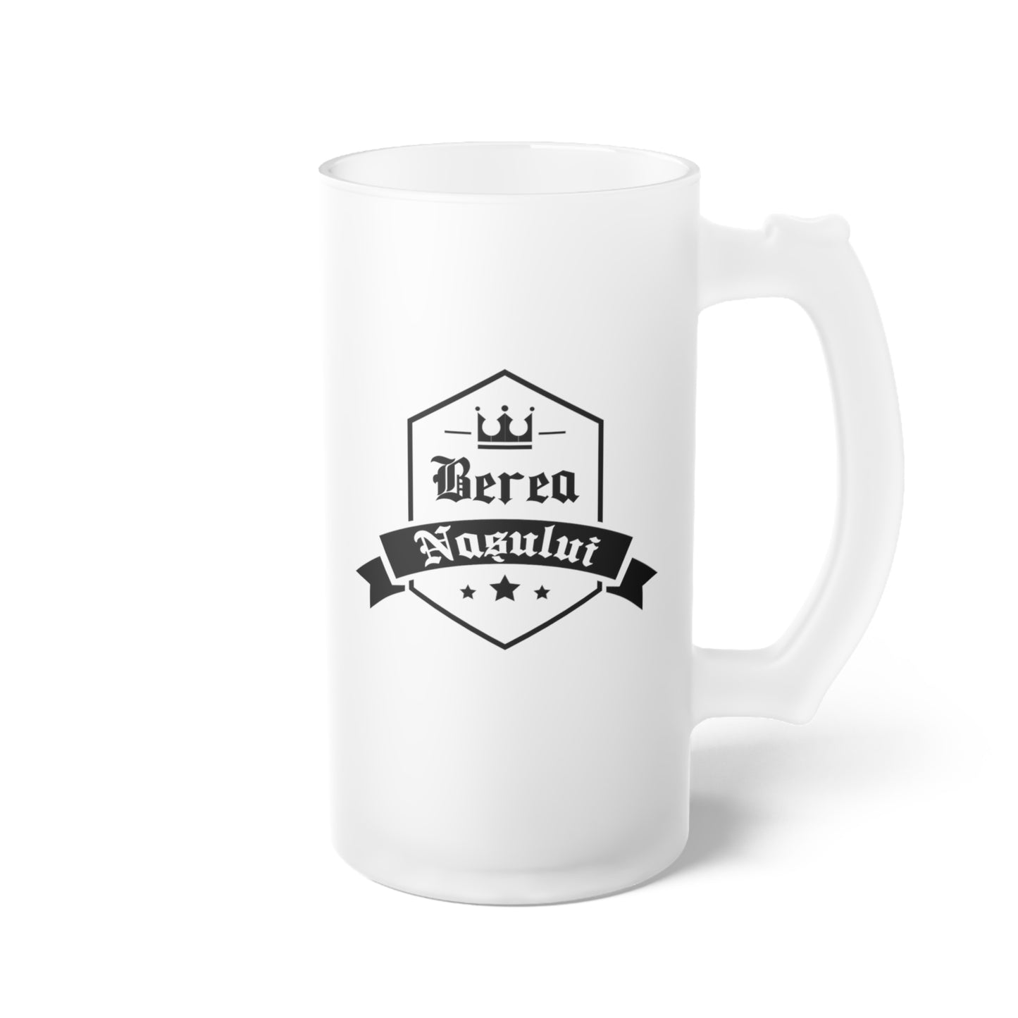 Halba de Bere cu Mesaj Berea Nașului, 500 ml, transparenta, mata