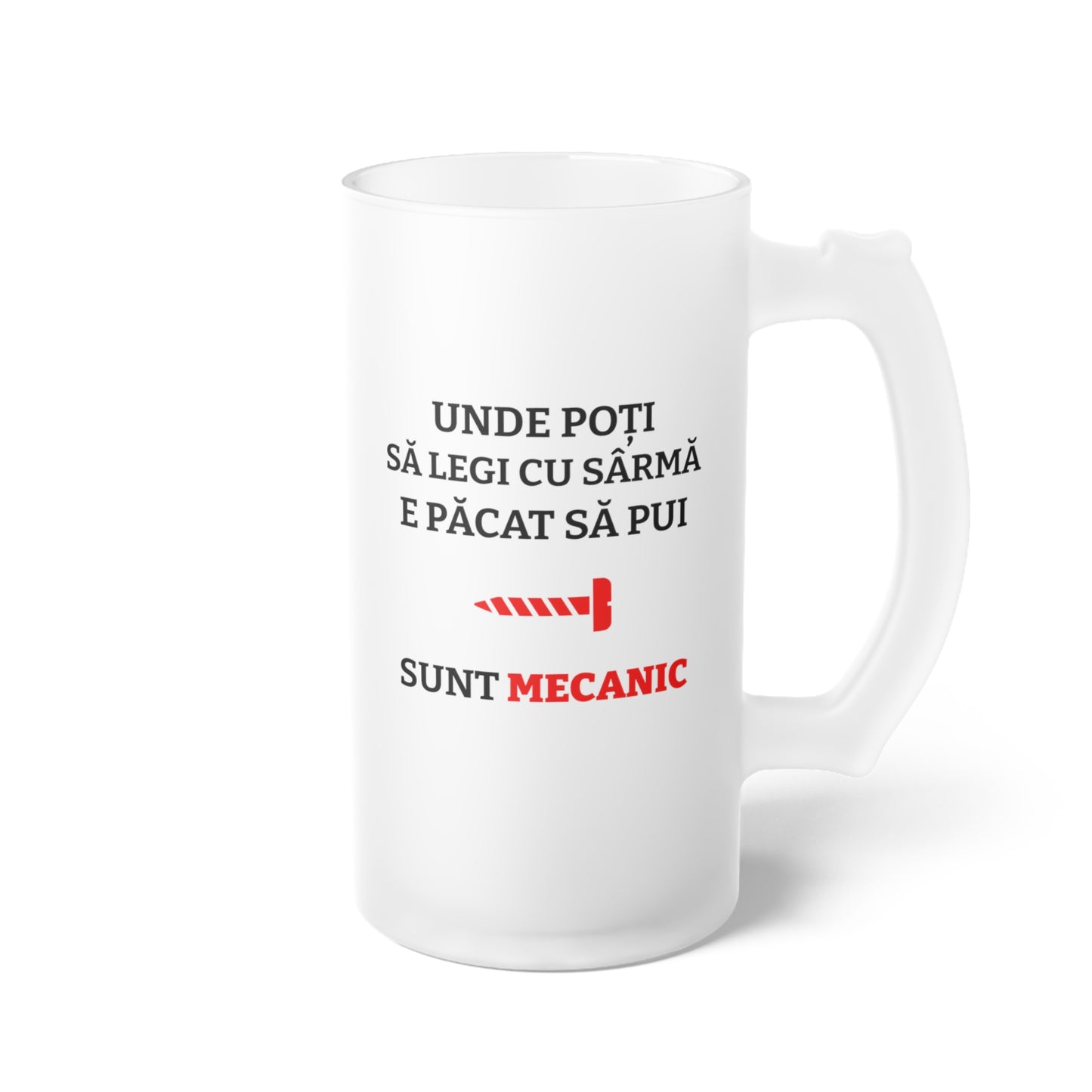 Halba de Bere cu Mesaj Mecanic Unde poti sa legi cu sarma.., 500 ml, transparenta, mata