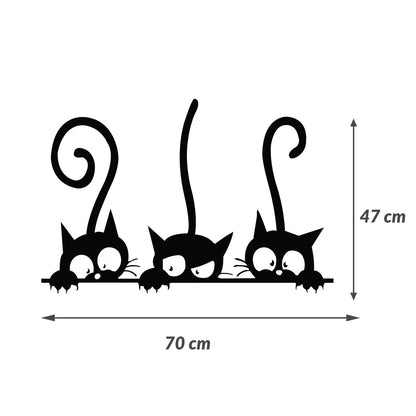 Sticker Autocolant Decorativ Perete Pisici Negre, Oracal - M - 70x47CM