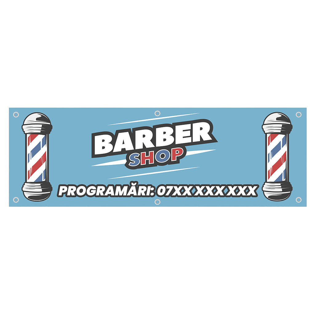 Banner Barbershop, 150x50cm, capse, personalizat