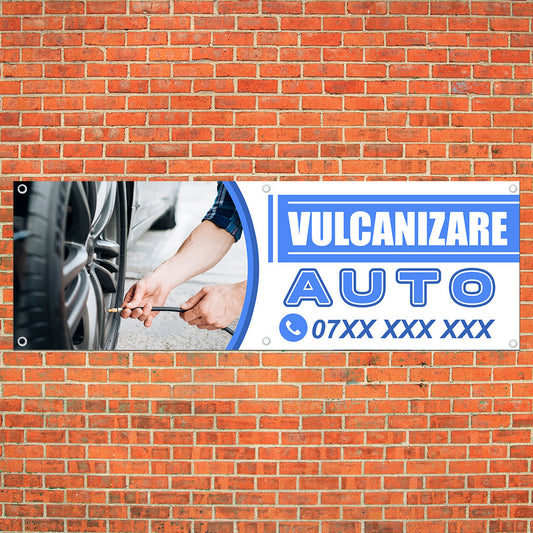 Banner Vulcanizare Auto, cu capse pe laturi - 100x300 cm