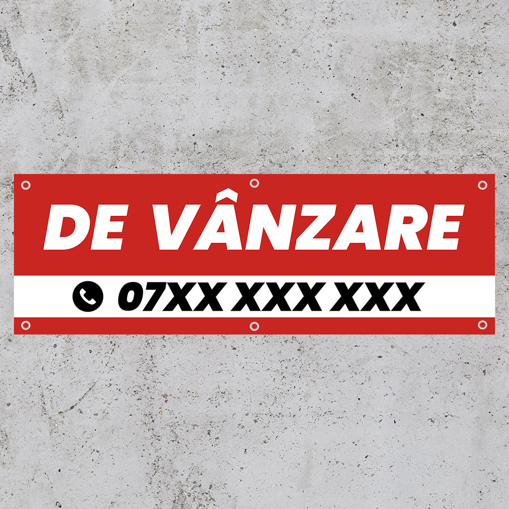 Banner De Vanzare, 150x50cm, capse, personalizat