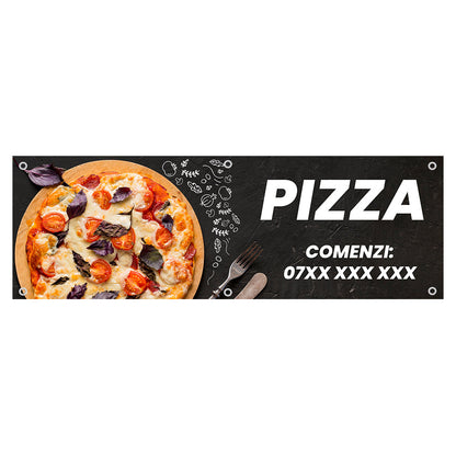 Banner Pizza, 150x50cm, capse, personalizat