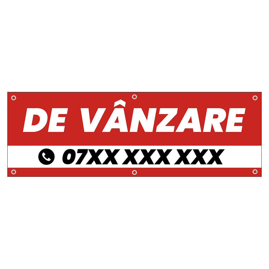 Banner De Vanzare, 150x50cm, capse, personalizat