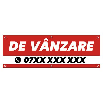 Banner De Vanzare, 150x50cm, capse, personalizat