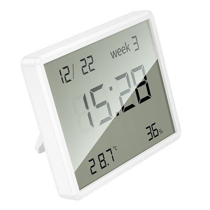 Ceas electronic si statie meteo de interior LCD Crystal, 15s refresh, alb - Hoco HX41