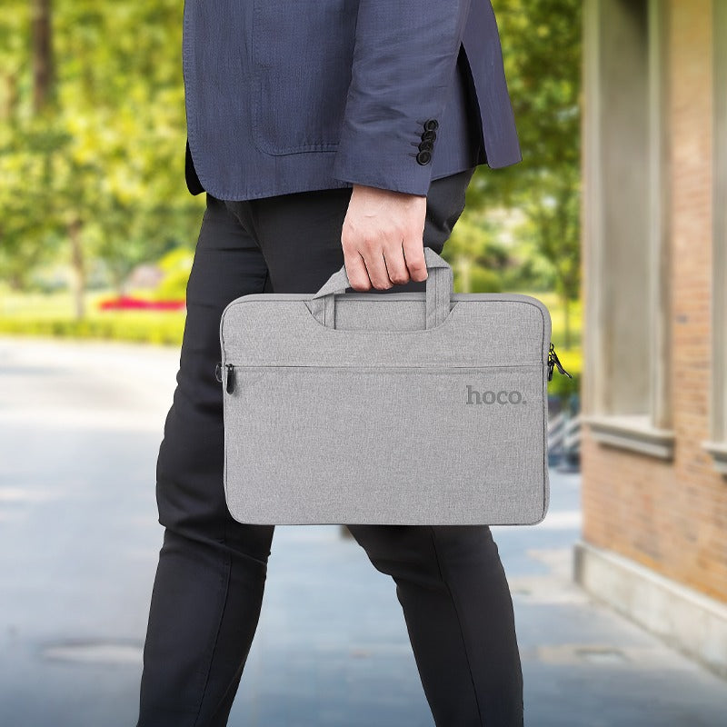 Geanta pentru laptop 14", din material textil, cu microfibra, Simple Series, Gri - Hoco GT1 (Copy)