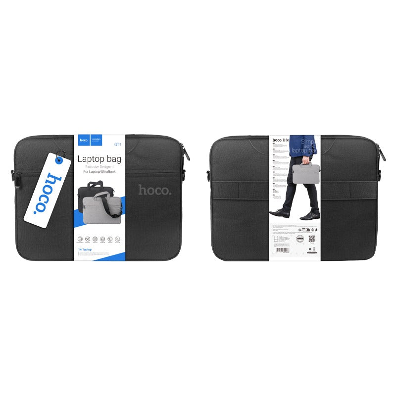 Geanta pentru laptop 14", din material textil, cu microfibra, Simple Series, Negru - Hoco GT1