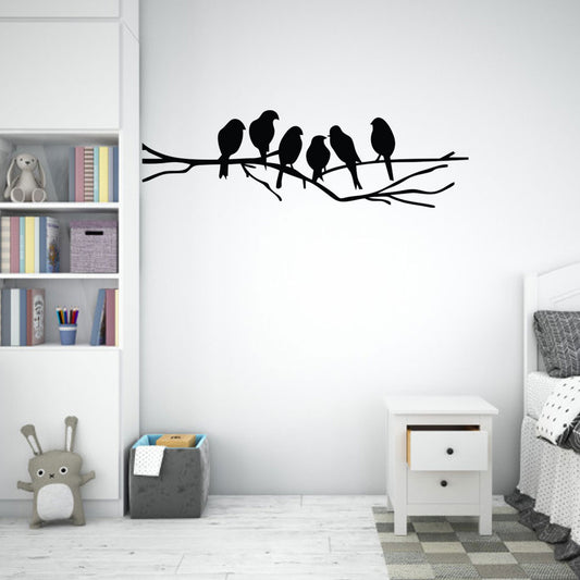 Sticker Autocolant Decorativ Perete Pasari, 47x14 cm, Negru, Oracal