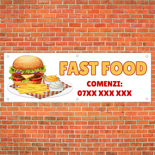 Banner Fast Food, cu capse - 50x150 cm